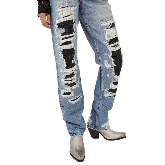Nwt | Free People We the Free McCoy Destroyed Straight Leg Jeans Size 27 - Picture 10 of 10